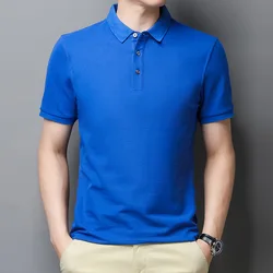 65% Cotton Men Polo Lapel Collar Short Sleeve Button T-shirt Polo Shirt Casual Men's Pullover Tops Tees Clothes Casual T-shirt