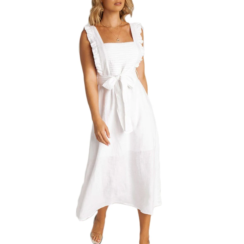 womens white linen dress