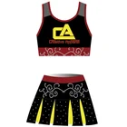 Clothing Hot Sale Girls Cheer Crop Top Pleated Skirt Cheer Uniforms Rhinestones Girls Compression Clothing