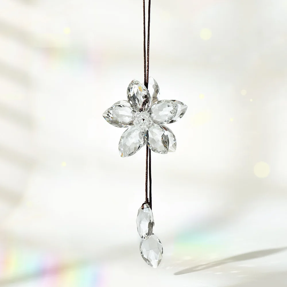 product wholesale art decor crystal glass flower pendant art decor crystal sun catchers with gift box-4