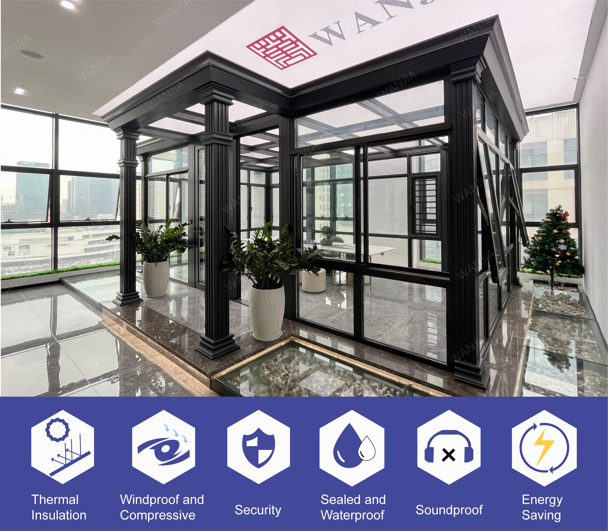 Veranda Aluminum Glass Customized Winter Garden Sunroom Greenhouse