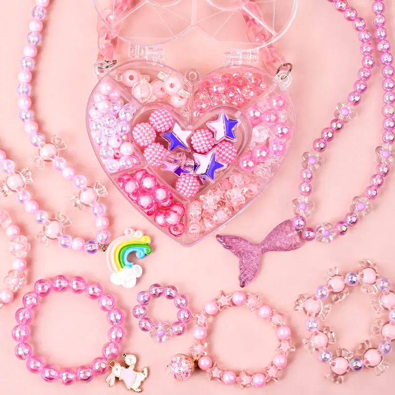 Pink Purple Blue Beads For Jewelry Making Acrylic Beads Kids Diy Handmade Beading Supplies