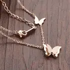Jiacui Jewelry 18K Rose Gold Collarbone Adjustable Chain Women Frosted Butterfly Necklace Women Girls