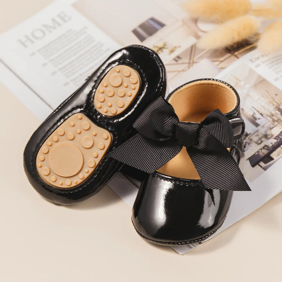 Fashion Spring&Autumn Baby Girl Lace Bow Design Princess Shoes With TPR Soled Baby Shoes factory