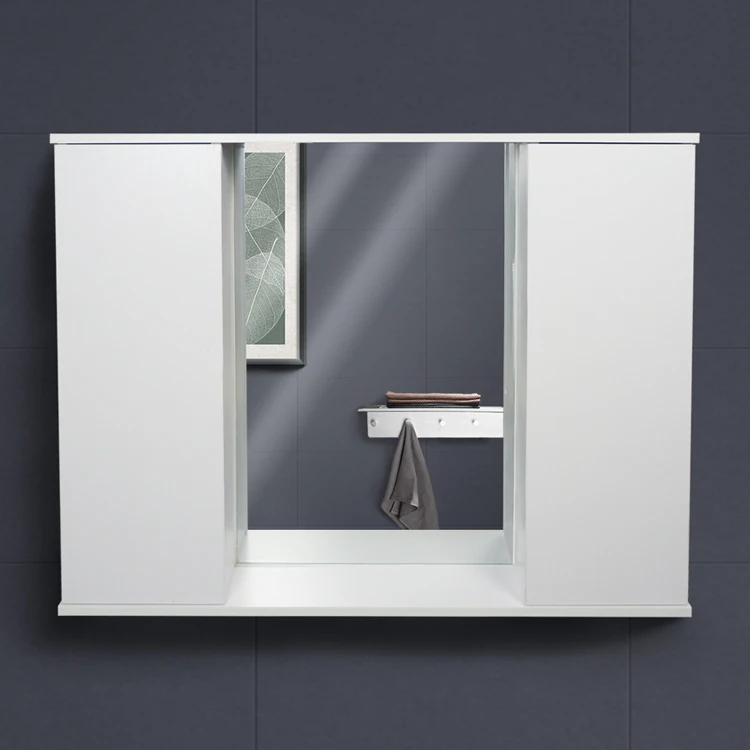 Modern Simple Creative Wall-Mounted Bathroom Vanity Mirror Cabinet Melamine Plywood with Ceramic Countertop for Hotels manufacture