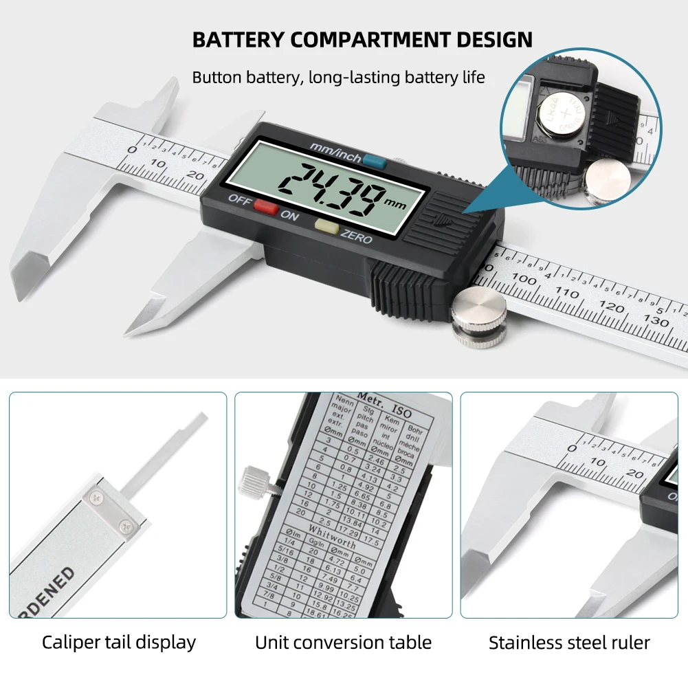 150 mm Digital Electronic Gauge Stainless Steel Vernier 150mm 6inch Caliper Micrometer
