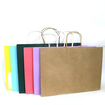 China supplier biodegradable brown kraft paper bag packaging takeaway gifts bag with handles customized accept