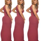 Dress Low Summer Trend Women's Fashion Two-sided Dress Low Neckline Hollow Out Solid Color Slim Long Dress