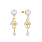 Inlaid Pearl New Luxury Retro Style Inlaid Pearl Pendant S925 Sterling Silver Earrings For Women