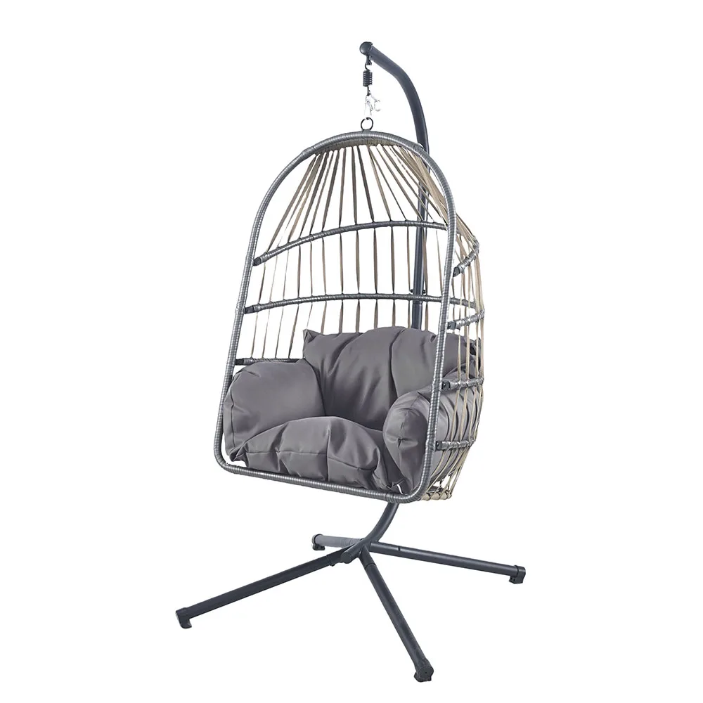 product new traditional folding egg chair with metal stand outdoor swing hanging chair for home garden-3