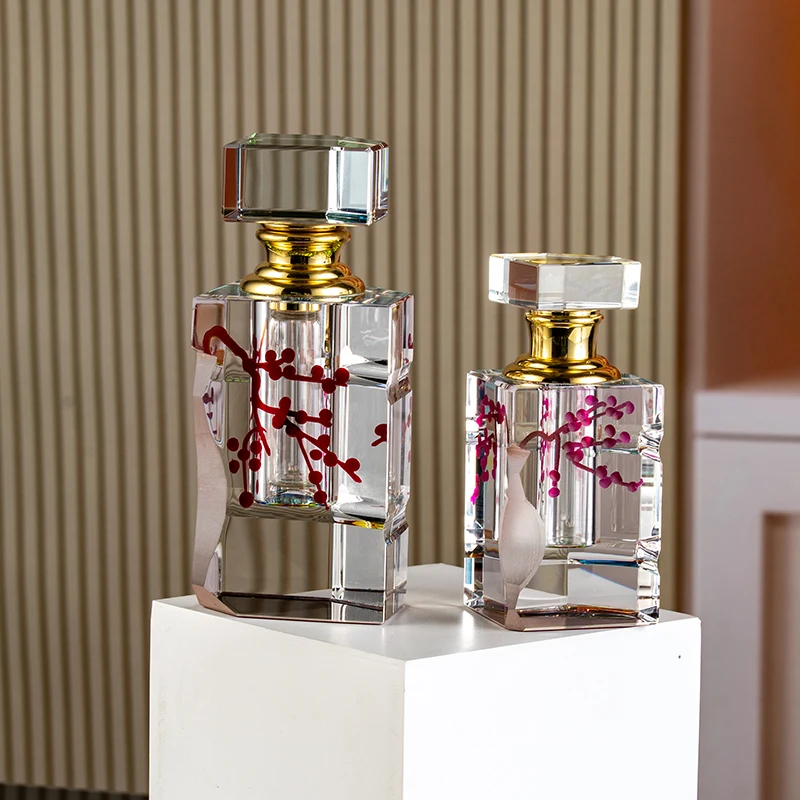 product new design hot sale double size 6ml 12ml glass empty bottle elegant fashion crystal perfume bottle-8