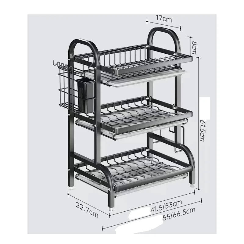 Wholesale Household Kitchen Rack Multi-Functional Dish Drain Rack Bowl And Chopsticks Storage Box Stainless Steel Storage Rack