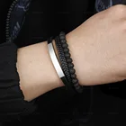 Gemstone Bead Handmade Gemstone Wrap Jewelry Lava Stone Bead Magnetic Clasp Lock Braided Leather Bracelets