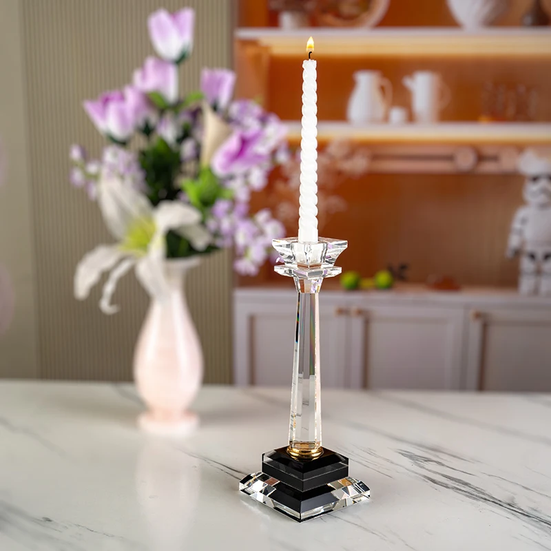 product small bridge cyrstal wedding high end elegant two color candle holder wedding furniture decoration christmas candle holder-6