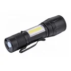 Flashlight 2 In 1 Multifunction USB Rechargeable Focus Telescopic Torch Light Mini Aluminium Zoom COB XPE LED Flashlight