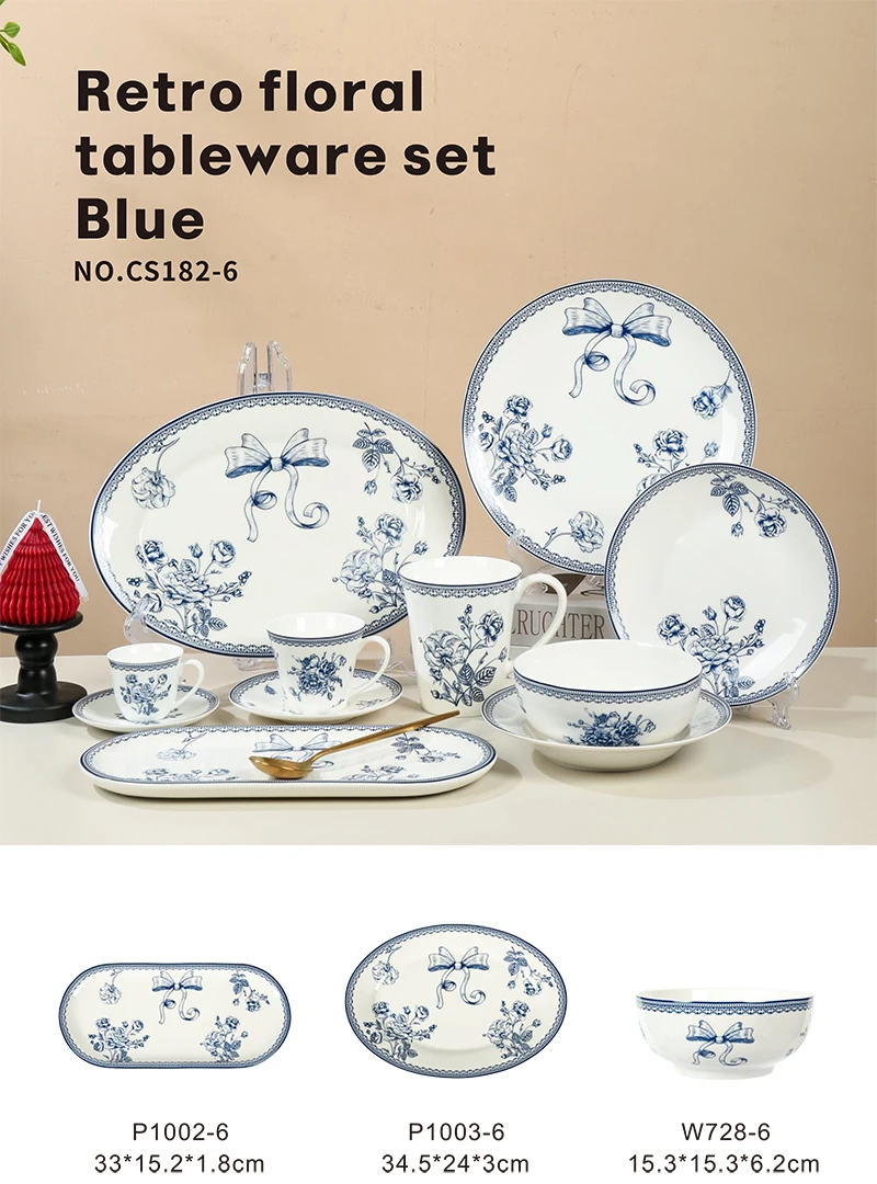 product wholesale custom printed porcelain plates sets dinnerware luxury full set plates dinnerware set for home-1