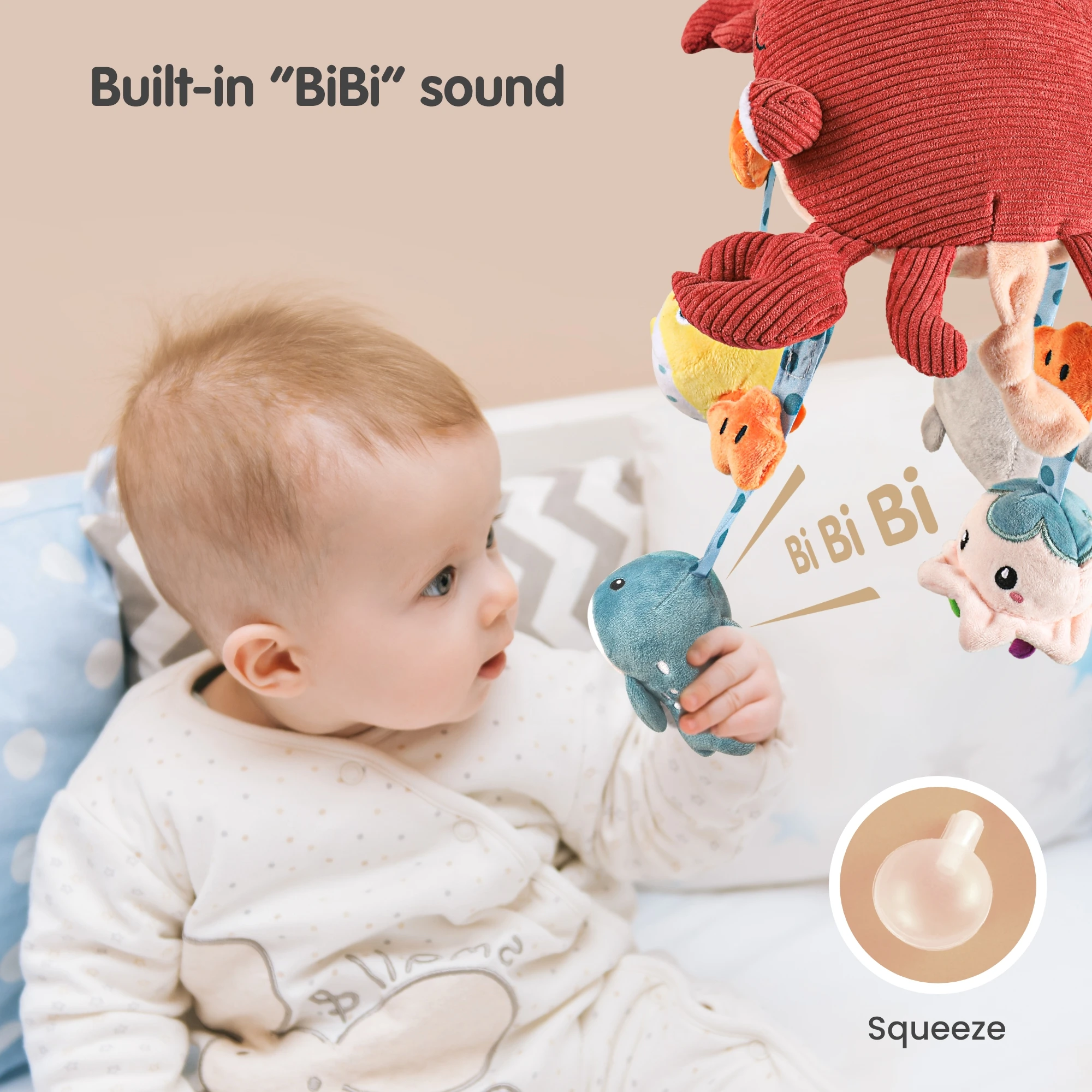Tumama Kids New Design Animal Baby Toy Crab Mobile Crib Baby Stroller Lathe Hanging Bell Appease Rattle Plush Children's Toys