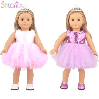 Newest Arrival Hot Sell Good Quality 18 inch American Girl Sparkly Sequined Doll Dress Doll Clothes