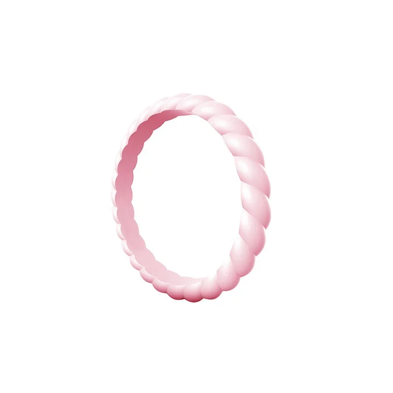 Silicone Wedding Rings for Men and WomenThin Braided Rubber Wedding Bands Stackable Ring