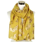 Shawl Hot Selling Viscose Ladies Scarf Leaves Printed Gold Hot Stamping Soft Women Hijab Scarf Shawl