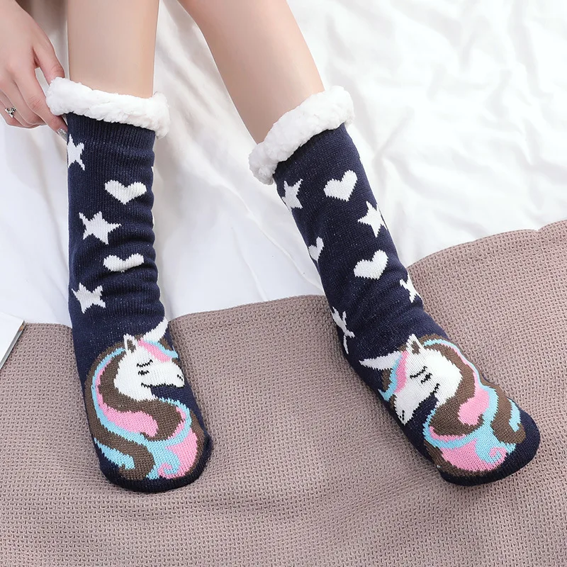 Girls Women Cute 3D Cartoon Animal Soft Fluffy Indoor Warm Fuzzy Slipper Socks 