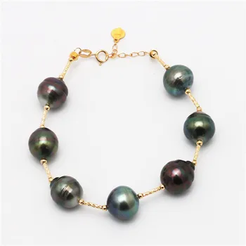 wholesa Hawaiian real black freshwater baroque  pearls bead womens woven pearl jewelry bracelet Bracelets