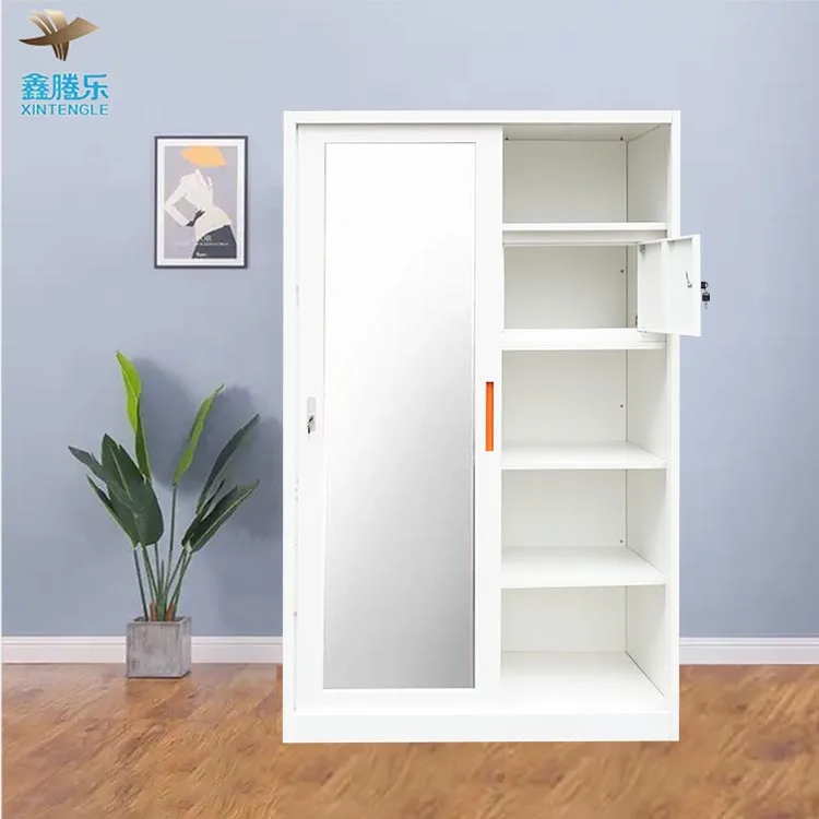 home clothes storage steel closet swing door metal wardrobes with customized printing image 2 door wardrobe Lemari Pakaian