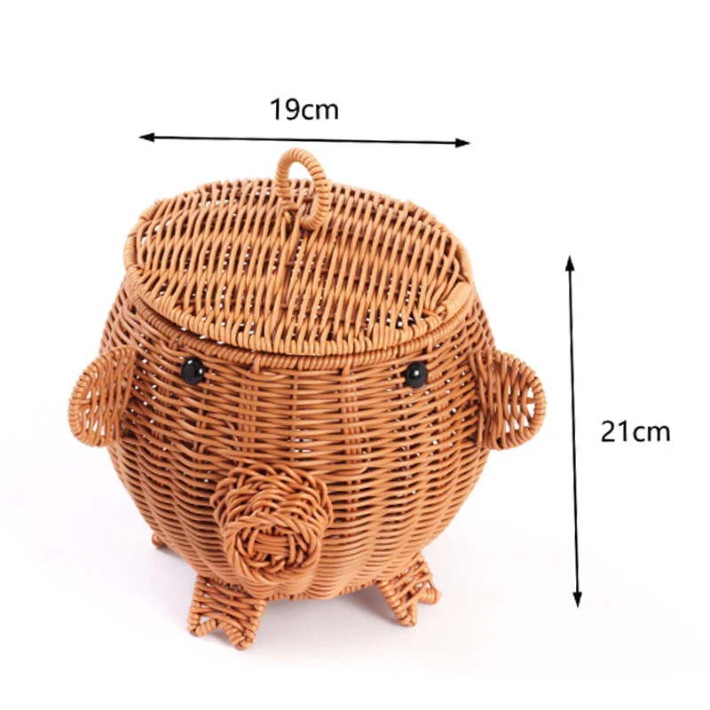 HUAYI Water Hyacinth Storage Basket Hand-Woven Fruit Baskets  Decorative Wicker box for Organizing