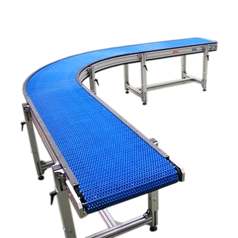 90 Degree Curved Plastic Modular Belt Turning Conveyor System For