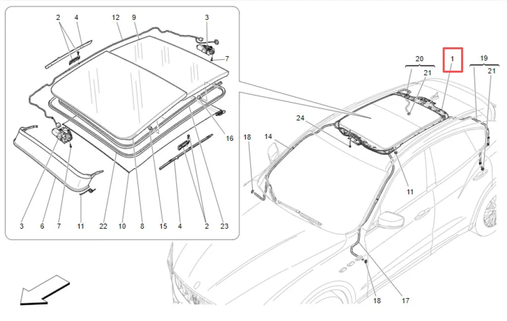 Best Price Glass Used Original Complete Car Sunroof Glass For Maserati Levante 2017 OE 670075388 factory