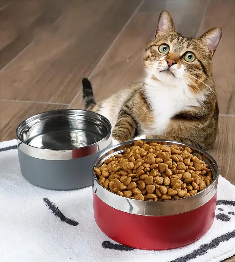 Fashion Dog Feeder Bowls Double Layers Dog Dish Rubber Non slip Dog Bowl