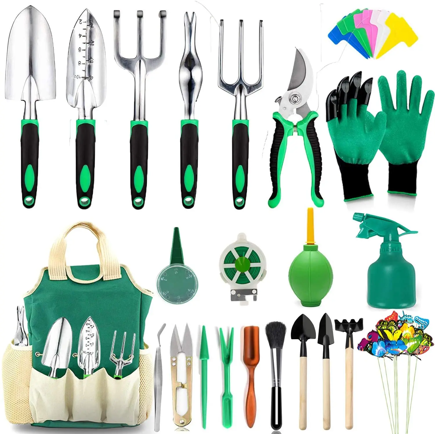Outry Garden Tool Set 5 Piece Aluminum Heavy Duty Garden Hand Tools Kit with Non-Slip Rubber Grip Outdoor Gardening Gift Tool Set for Men and Women 