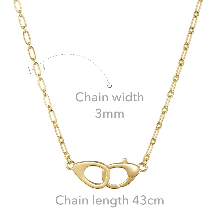 18K Gold Plated Brass Jewelry Oval Chain Lobster Clasp Pendant Accessories Necklaces P213255