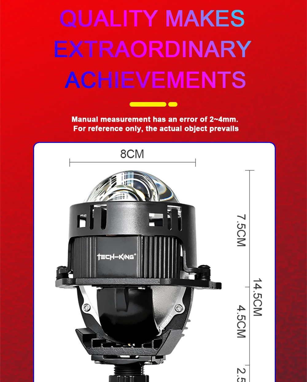 TECH-KING M5 intelligent LED dual optical lens high power LED lens universal LED headlamp lens high power bi-led projector