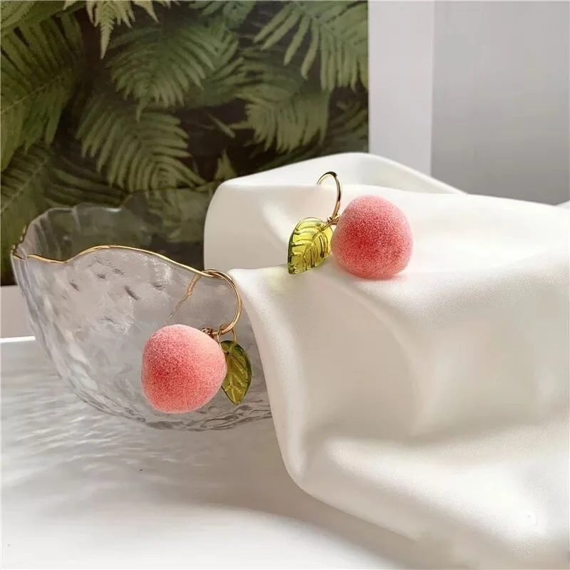 star style world peach earrings women 2022 year new trend cute sweet small earring super fairy Fashion earrings jewelry