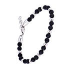 African Bead High Quality Men Jewelry Natural Stone African Lava Stone Stainless Steel Bead Bracelet