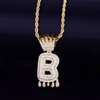 Gold Cz Hip Hop Gold Letters Custom Name CZ Bling Letter Pendant With Necklace