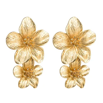 Hawaiian Jewelry Wholesale Fashion Abalone Gold Metal Flower OEM Earrings Summer Jewelry