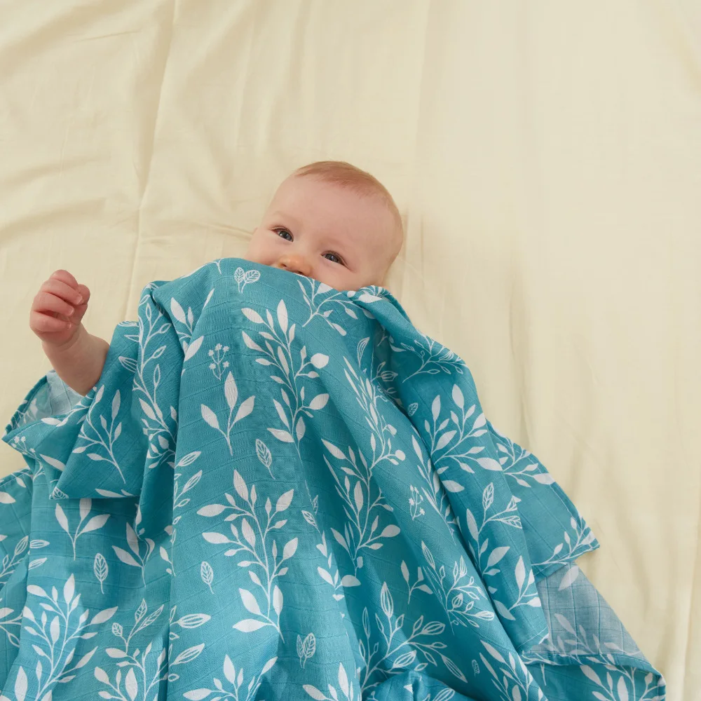 Wholesale custom label soft baby bamboo cotton muslin blanket for newborns gauze receiving muslin swaddle blanket