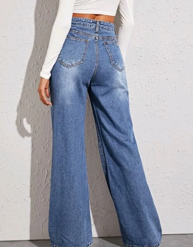 Hot Selling Street Wear High Quality Jeans Loose High Waisted Women's Pants Washed Wide Leg Pants Women