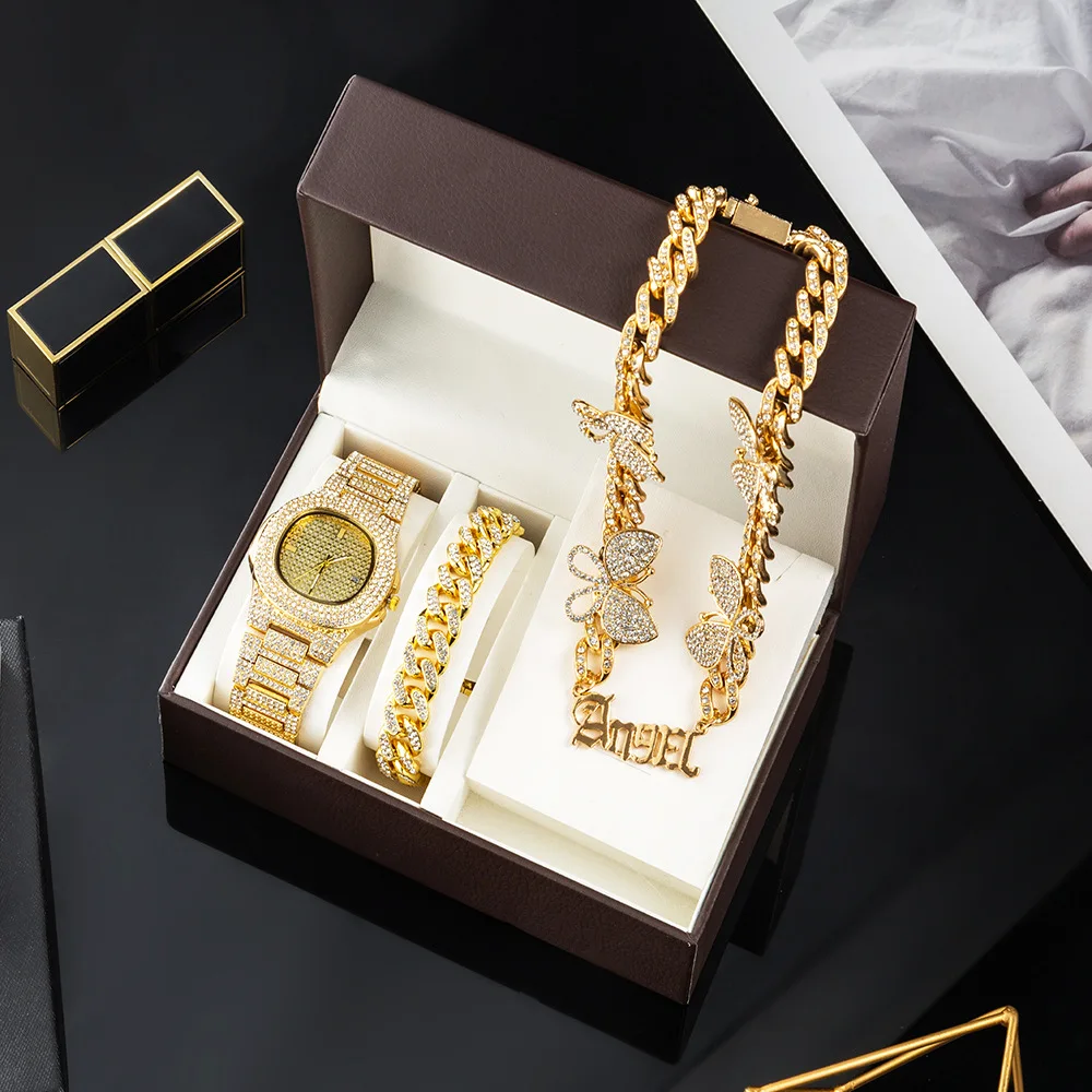 Luxury Women Watch Set Gold Girl 