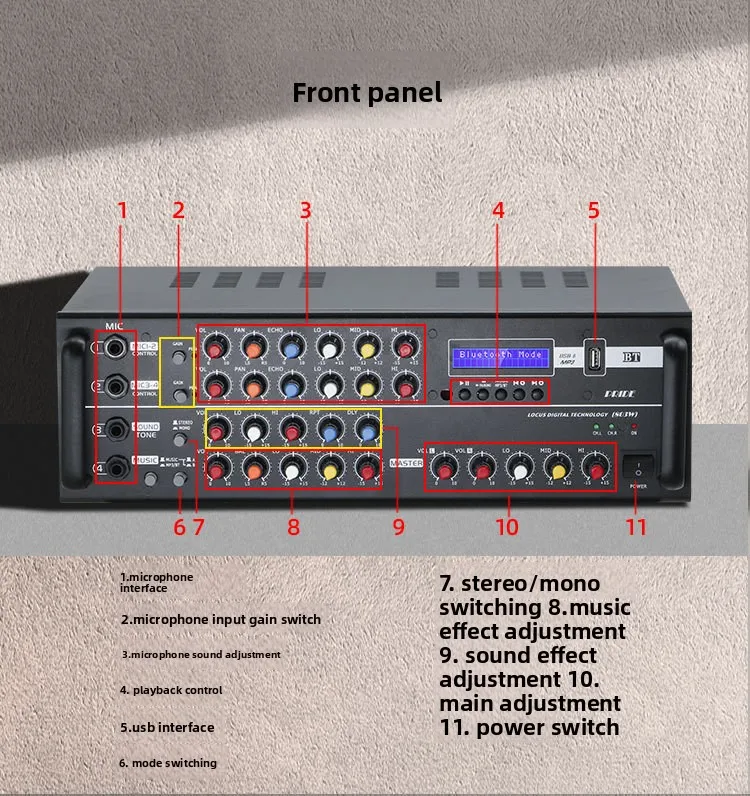 PA-803WH 2.0 Channel 400W Home Amplifier Hot Selling High Power Receiver with BT Wireless Power Booster Metal Material