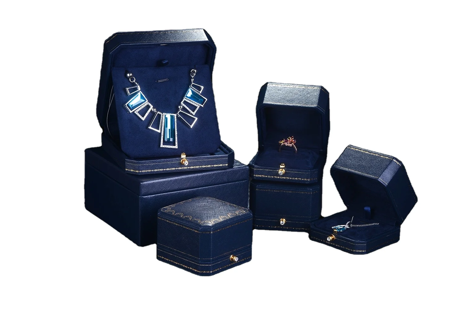Custom Luxury Blue Necklace Jewelry Packaging Ring Box With Logo  jewelry Pendent Gift Box Jewellery Paper Box