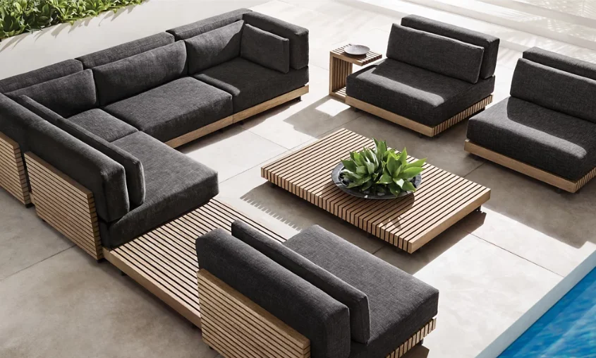 Customized service sofa sectional garden sofas Teak outdoor garden furniture patio sofa set outdoors furniture coffee table
