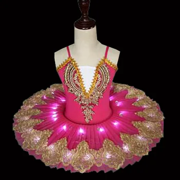 Professional LED ballet skirt red dress new Latin Ballet Dress panake led girls dance wear children&#39;s clothing