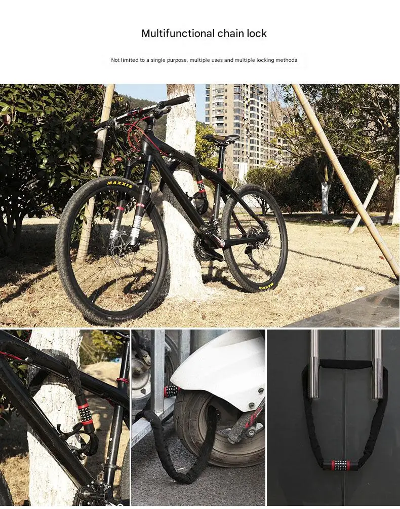 Portable Password-Lock Chain Accessory for Electric Battery Bicycles and Motorcycles Convenient Anti-Theft Accessory