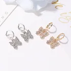 Earrings Hot Style Women Gold Plated Butterfly Diamond Earrings Rhinestone Butterfly Hoop Earrings