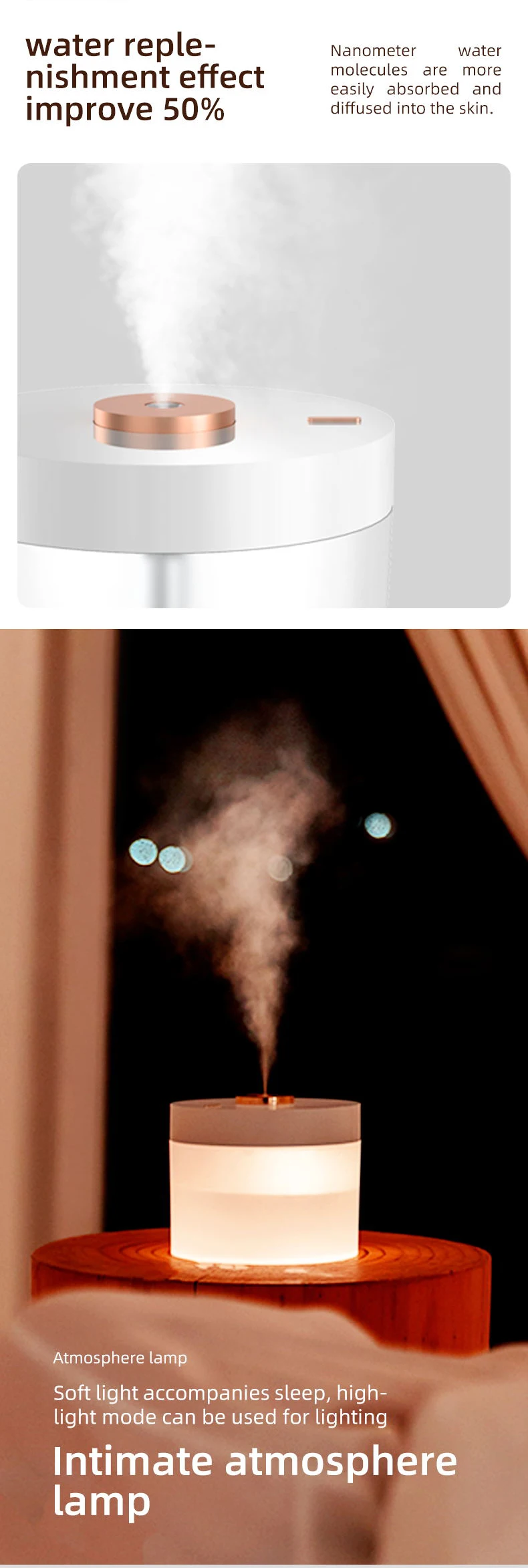 New LED light Lamp air cool mist Humidifier Aroma Essential Oil Diffuser Cotton Swab Humidifier wireless humidifier