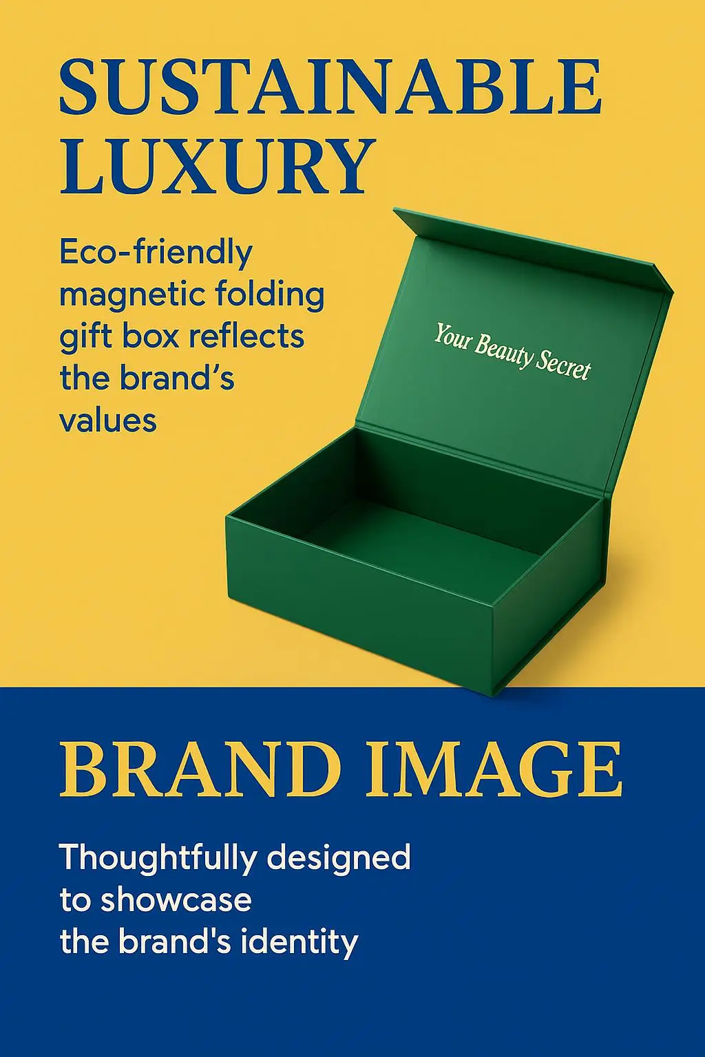 Luxury Black Magnetic Gift Box with Ribbon for Eyeshadow Palette Skincare Set Packaging - detail 7