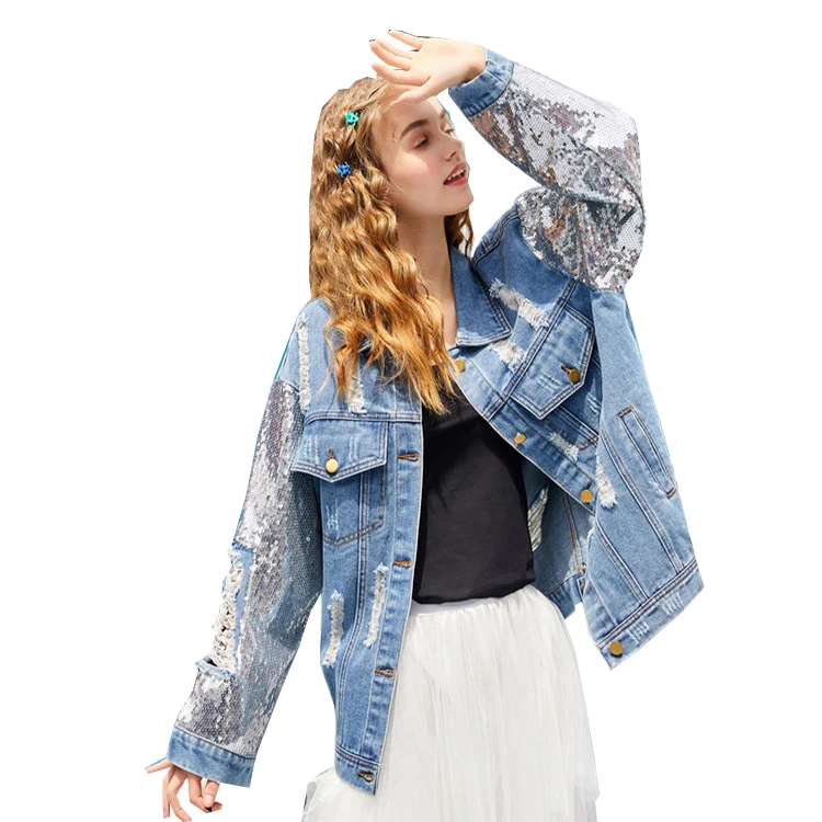 Buy Sequins Denim Jean Jacket,Women 